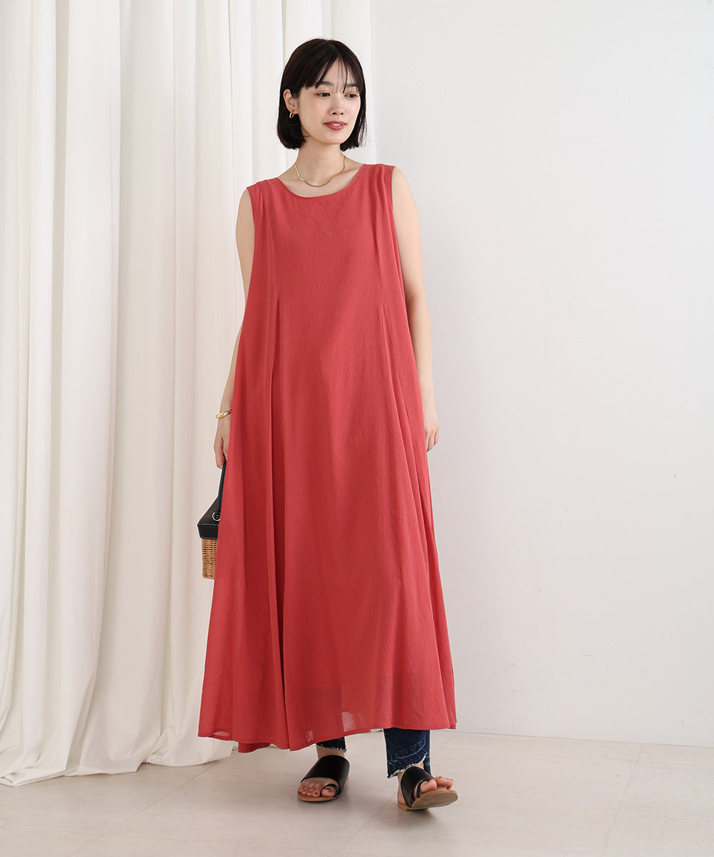 kaene ケープ風 2wayフレア ワンピース 赤｜ファッション