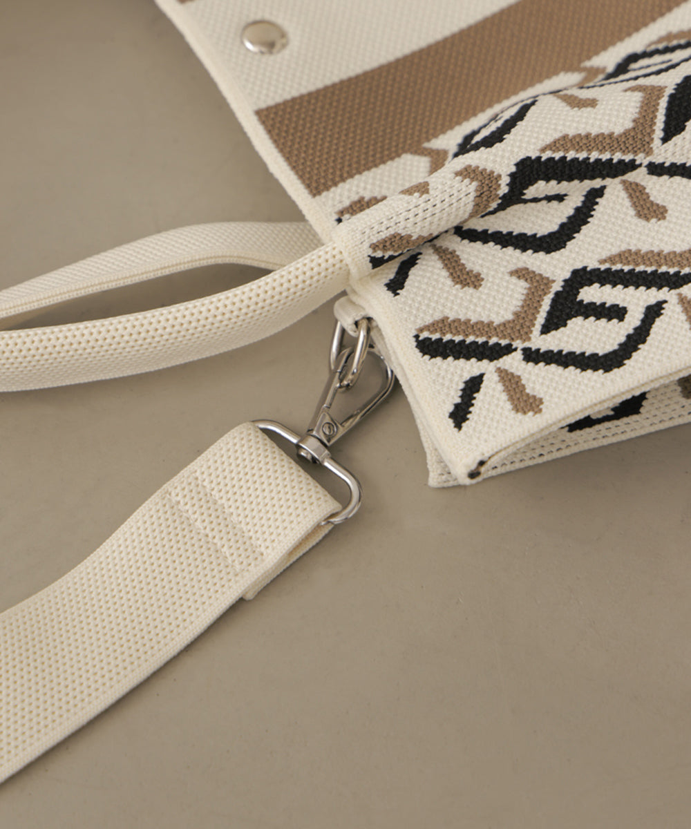 幾何学柄ニットトートバッグ［9/11発送予定］