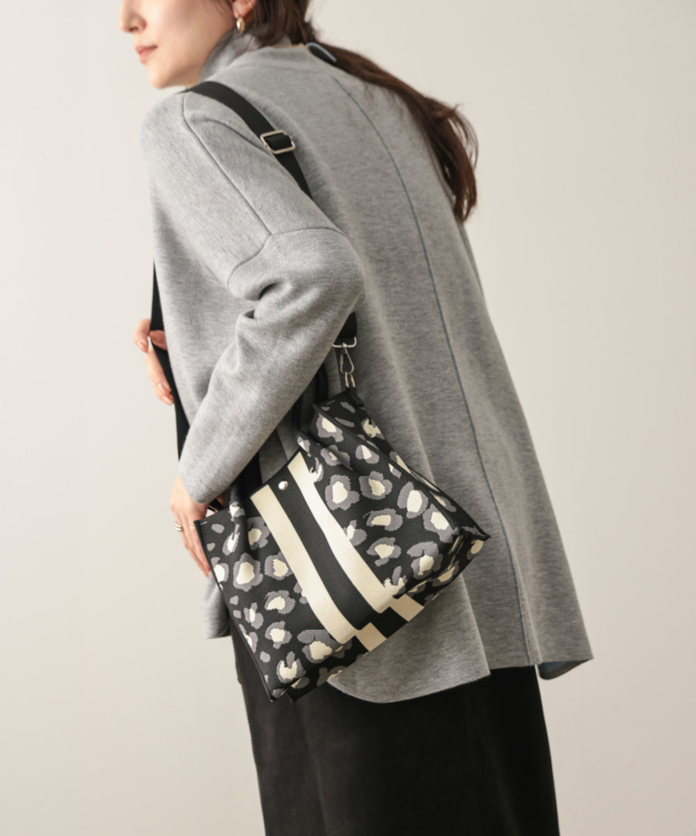 ヒョウ柄ニットトートバッグmini［10/30発送予定］