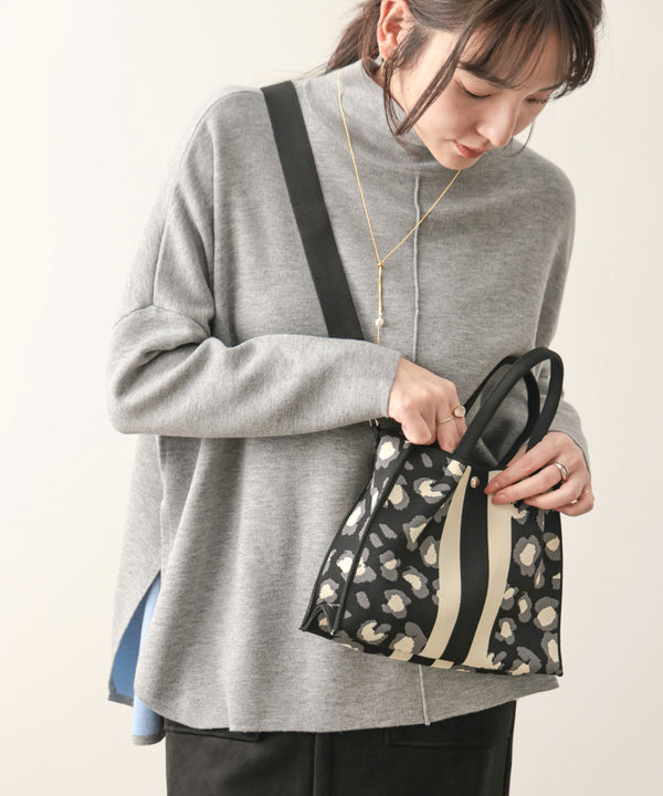 ヒョウ柄ニットトートバッグmini［10/30発送予定］