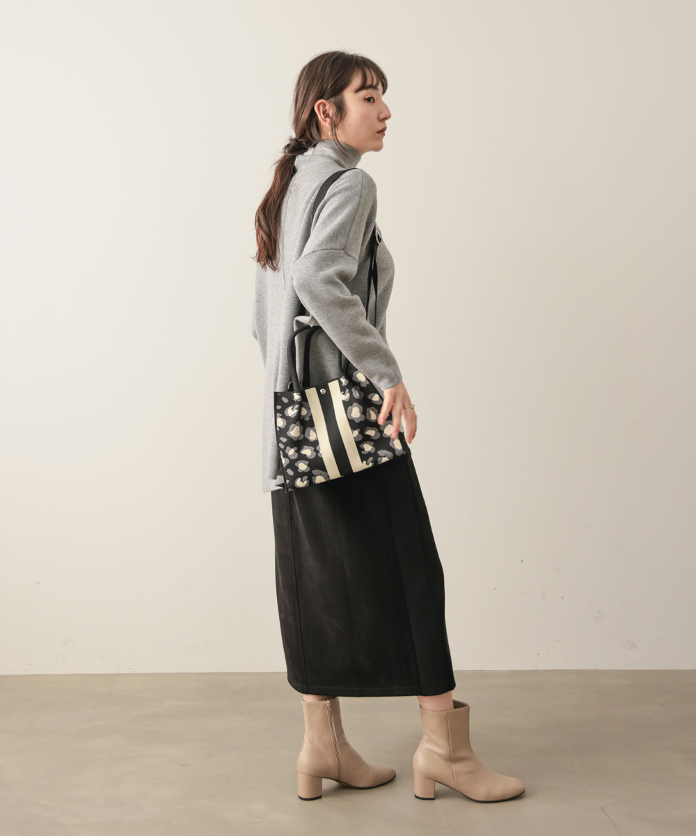 ヒョウ柄ニットトートバッグmini［10/30発送予定］