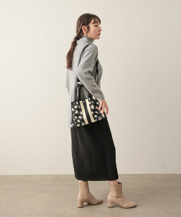 ヒョウ柄ニットトートバッグmini［10/30発送予定］