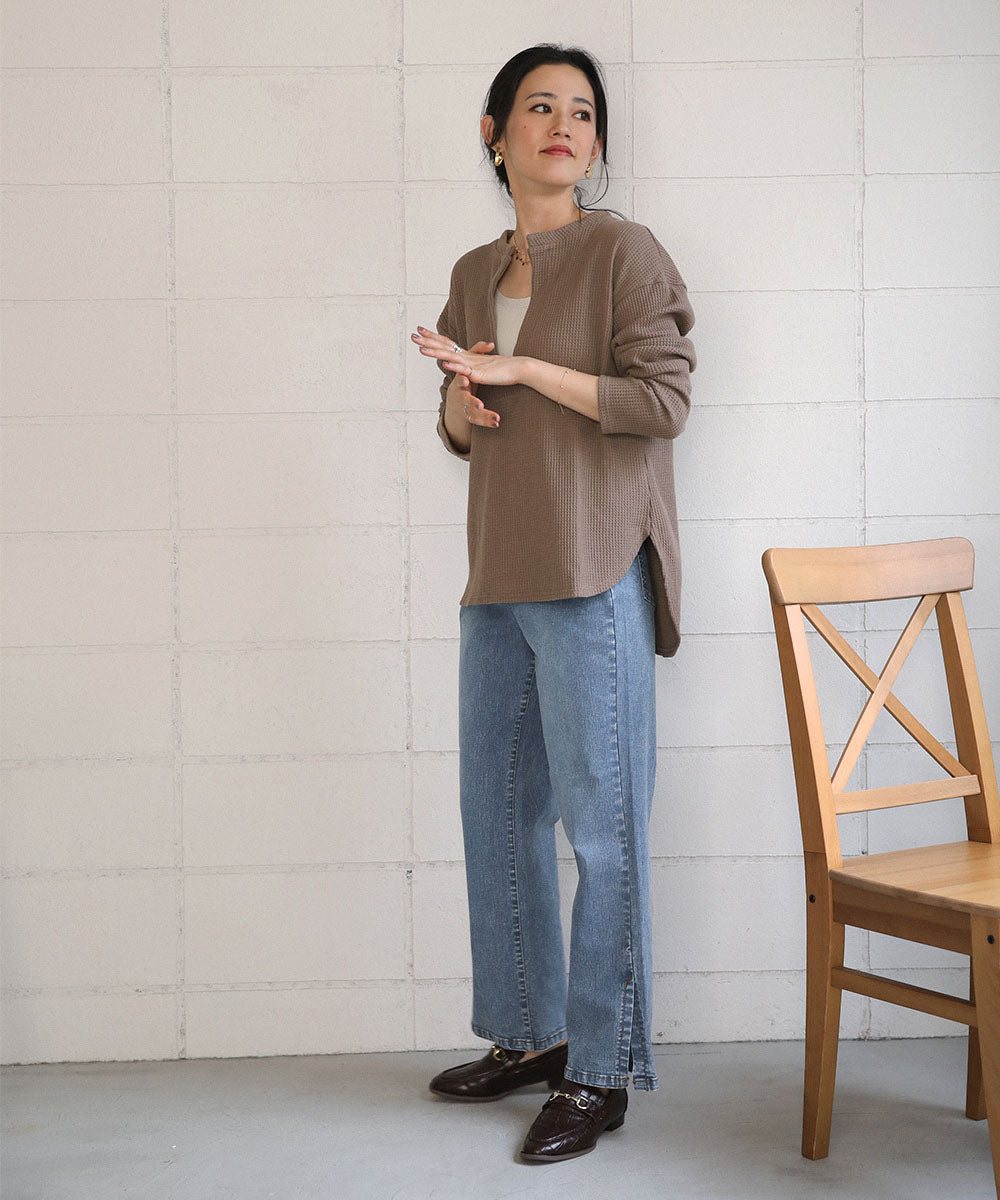 BouJeloud スリットストレッチデニムパンツ