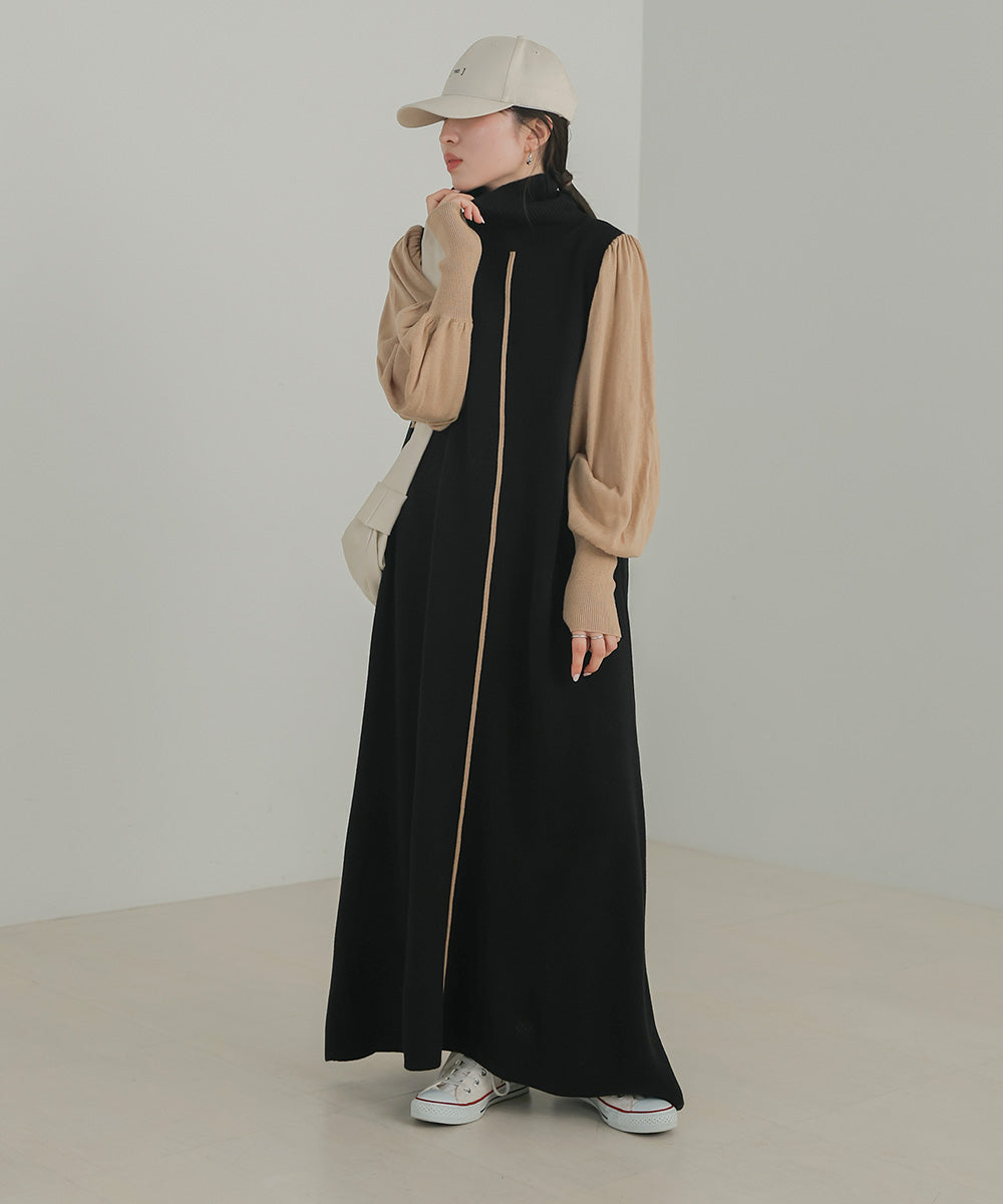 Bab 配色ニットロングワンピース