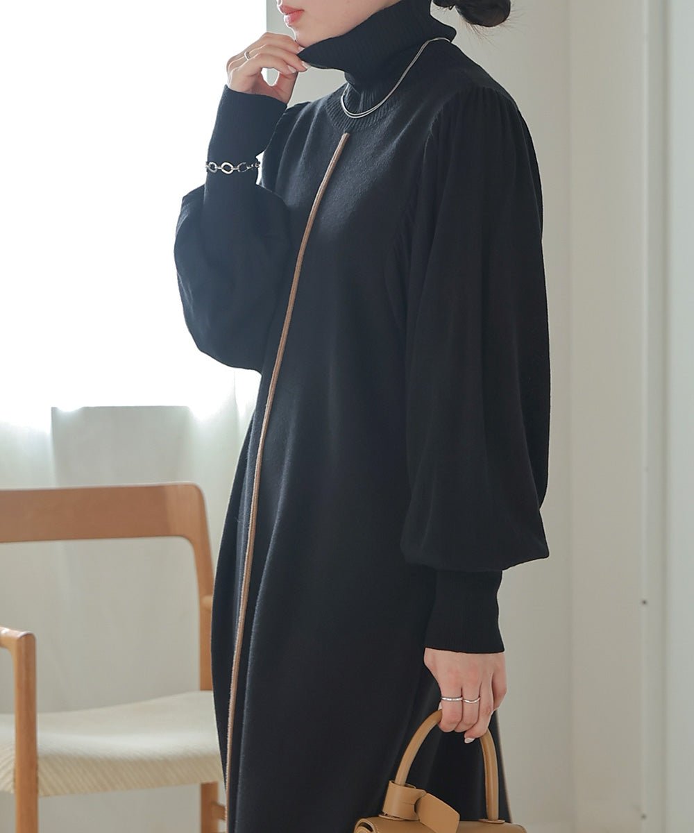 Bab 配色ニットロングワンピース