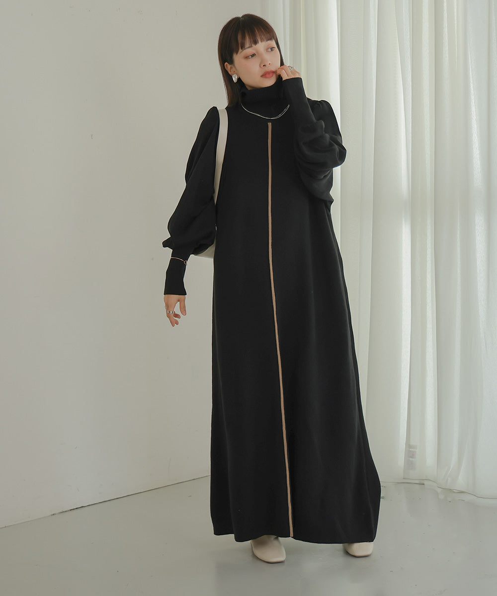 Bab 配色ニットロングワンピース