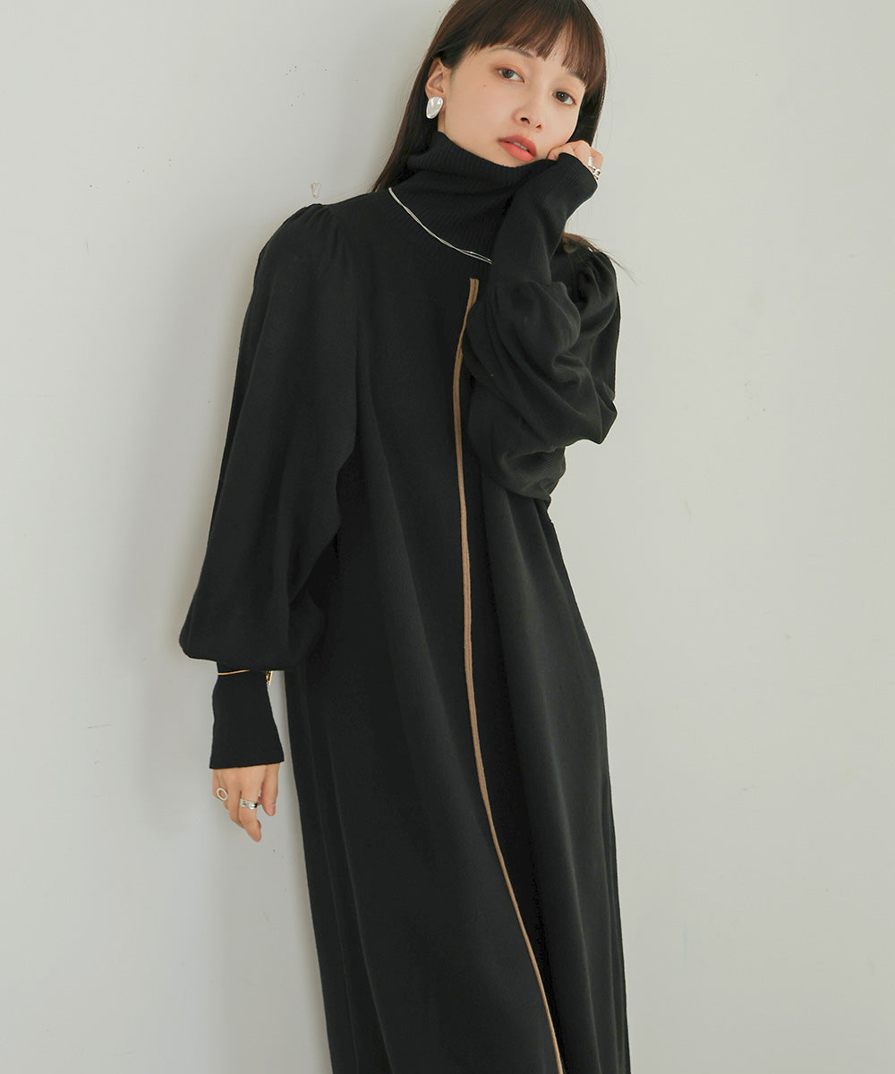 Bab 配色ニットロングワンピース