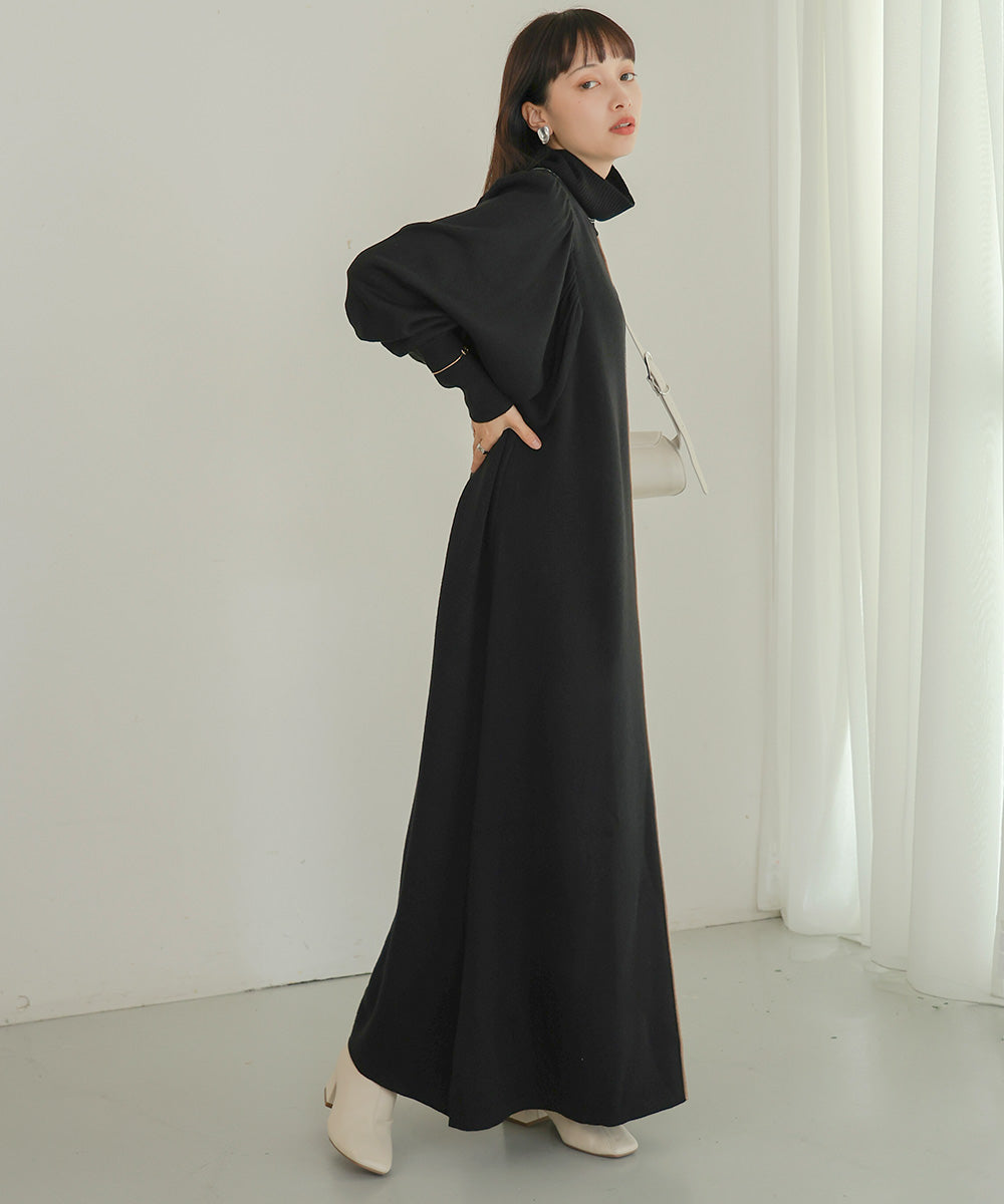 Bab 配色ニットロングワンピース
