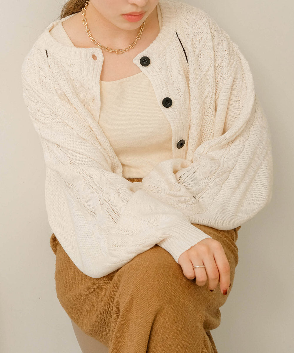 ケーブルカーデ＋ジャンパーワンピースセット