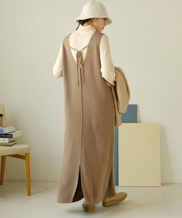 ケーブルカーデ＋ジャンパーワンピースセット