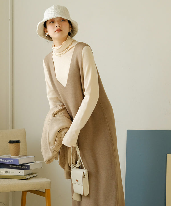 ケーブルカーデ＋ジャンパーワンピースセット