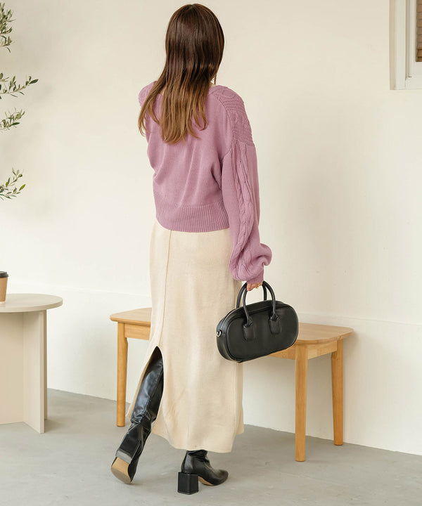 ケーブルカーデ＋ジャンパーワンピースセット