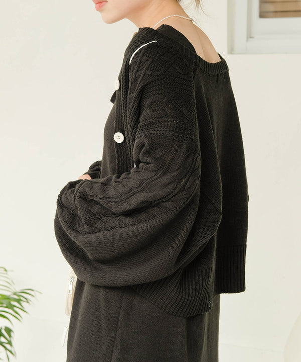 ケーブルカーデ＋ジャンパーワンピースセット