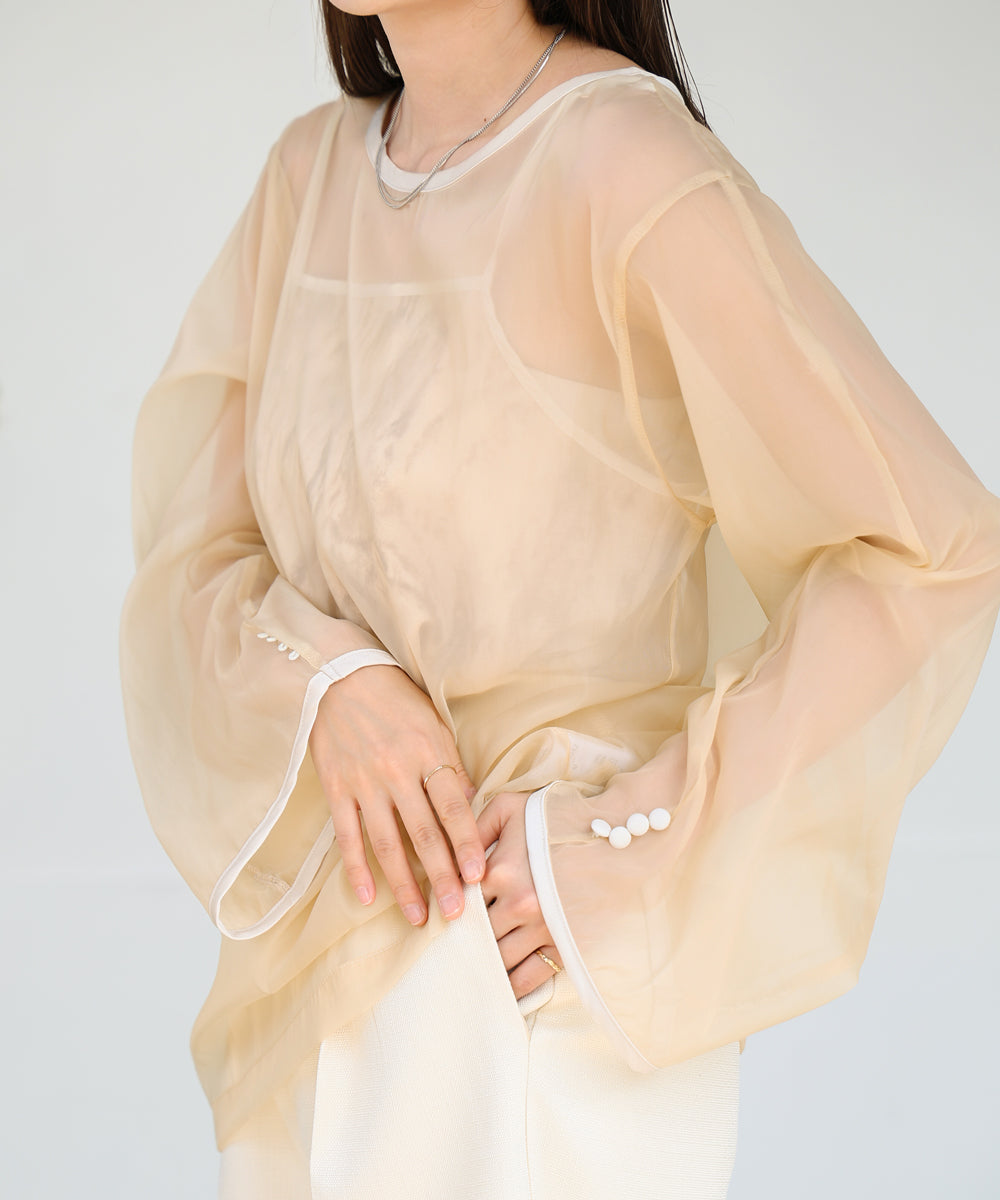 Bab マーブルキャミソール付きシアートップスセット【メール便280円】
