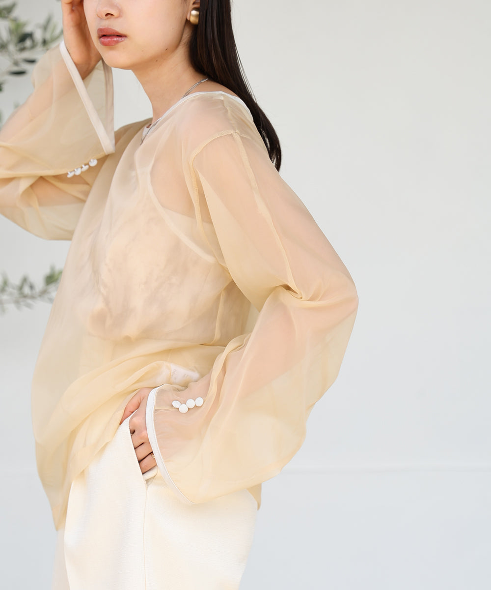 Bab マーブルキャミソール付きシアートップスセット【メール便280円】
