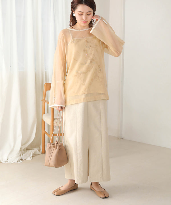 Bab マーブルキャミソール付きシアートップスセット【メール便280円】
