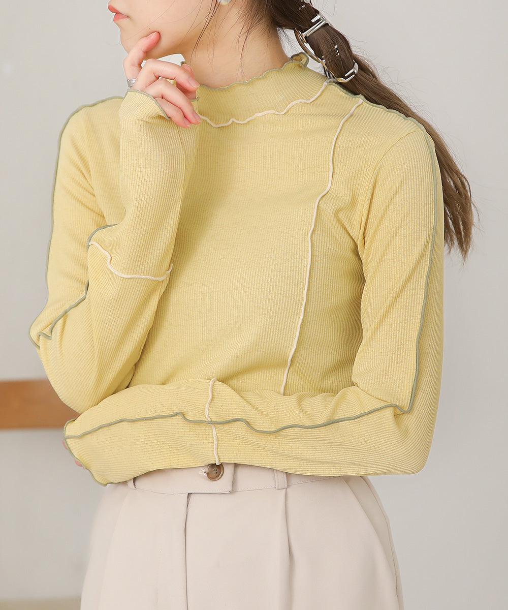 Bab ２ＷＡＹ配色メロウハイネックトップス【メール便280円】