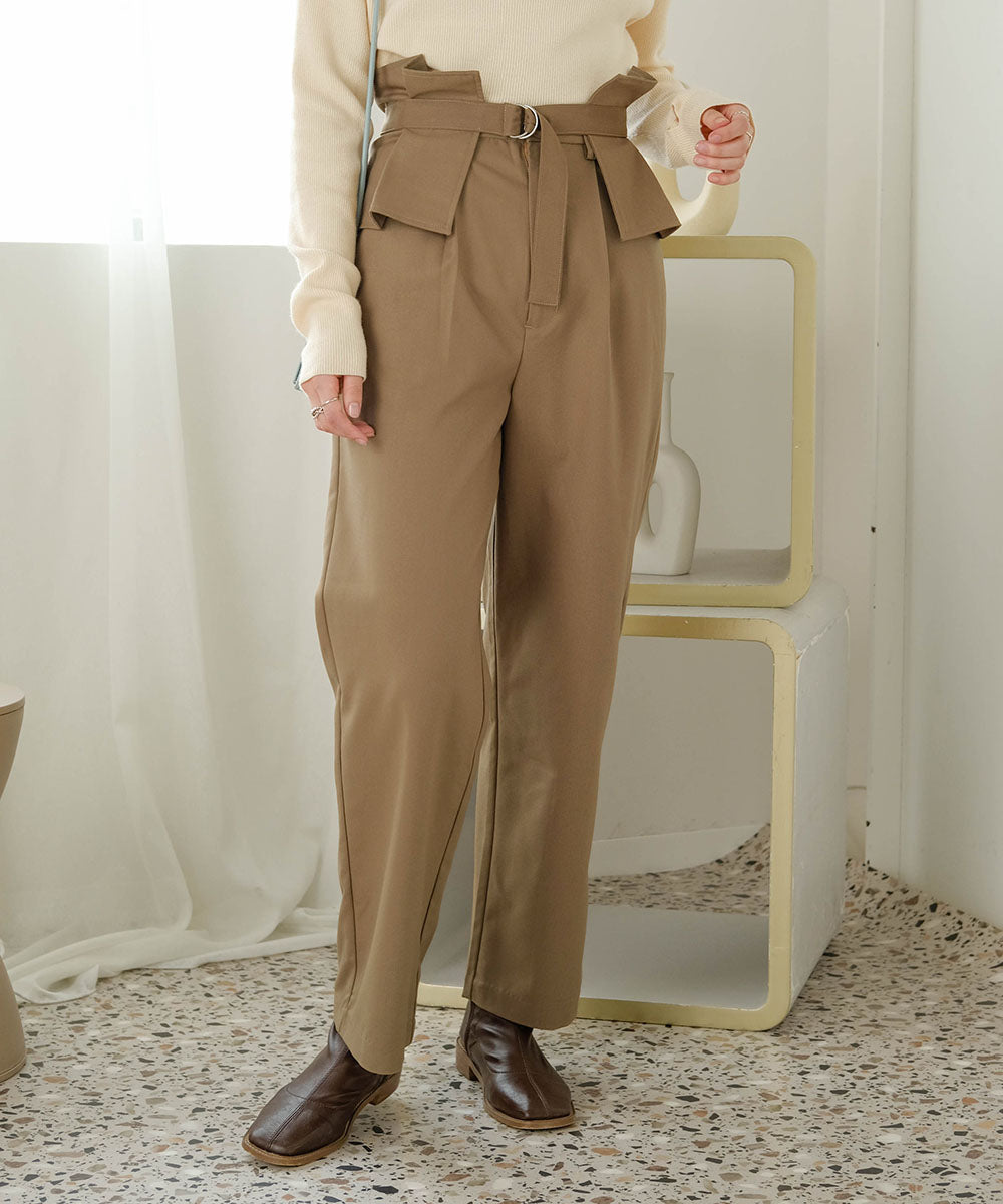 Bab ハイウエストベルトセットテーパードパンツ