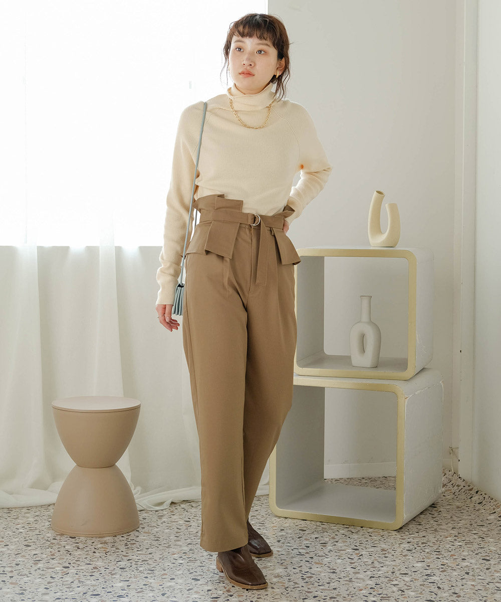 Bab ハイウエストベルトセットテーパードパンツ