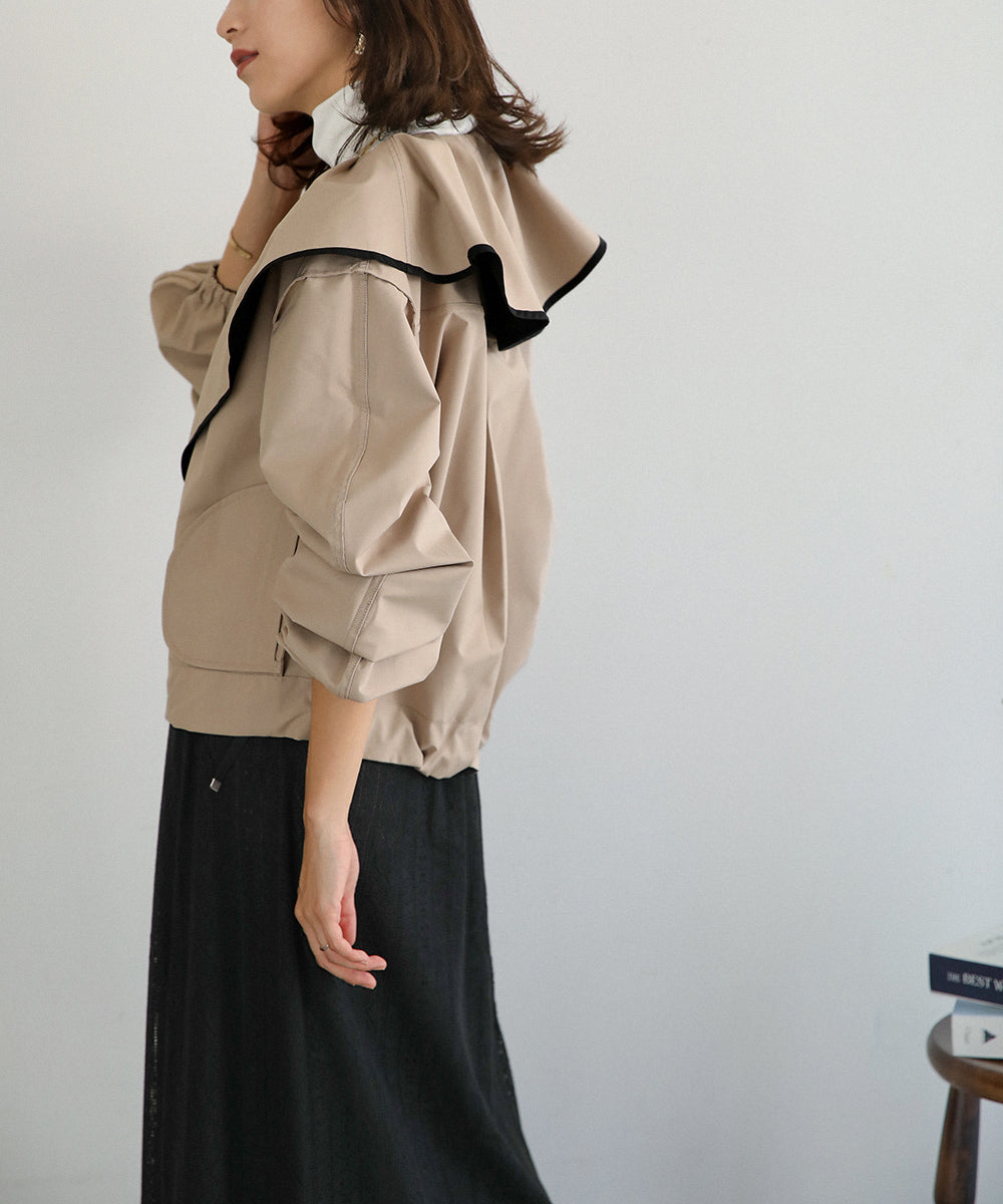 BouJeloud リバーシブルフリルカラーブルゾン