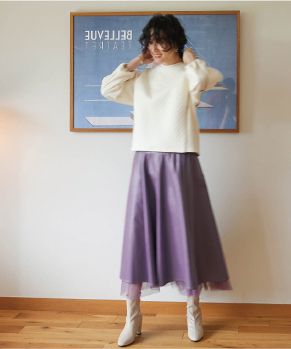 BouJeloud エコレザーフレアスカート