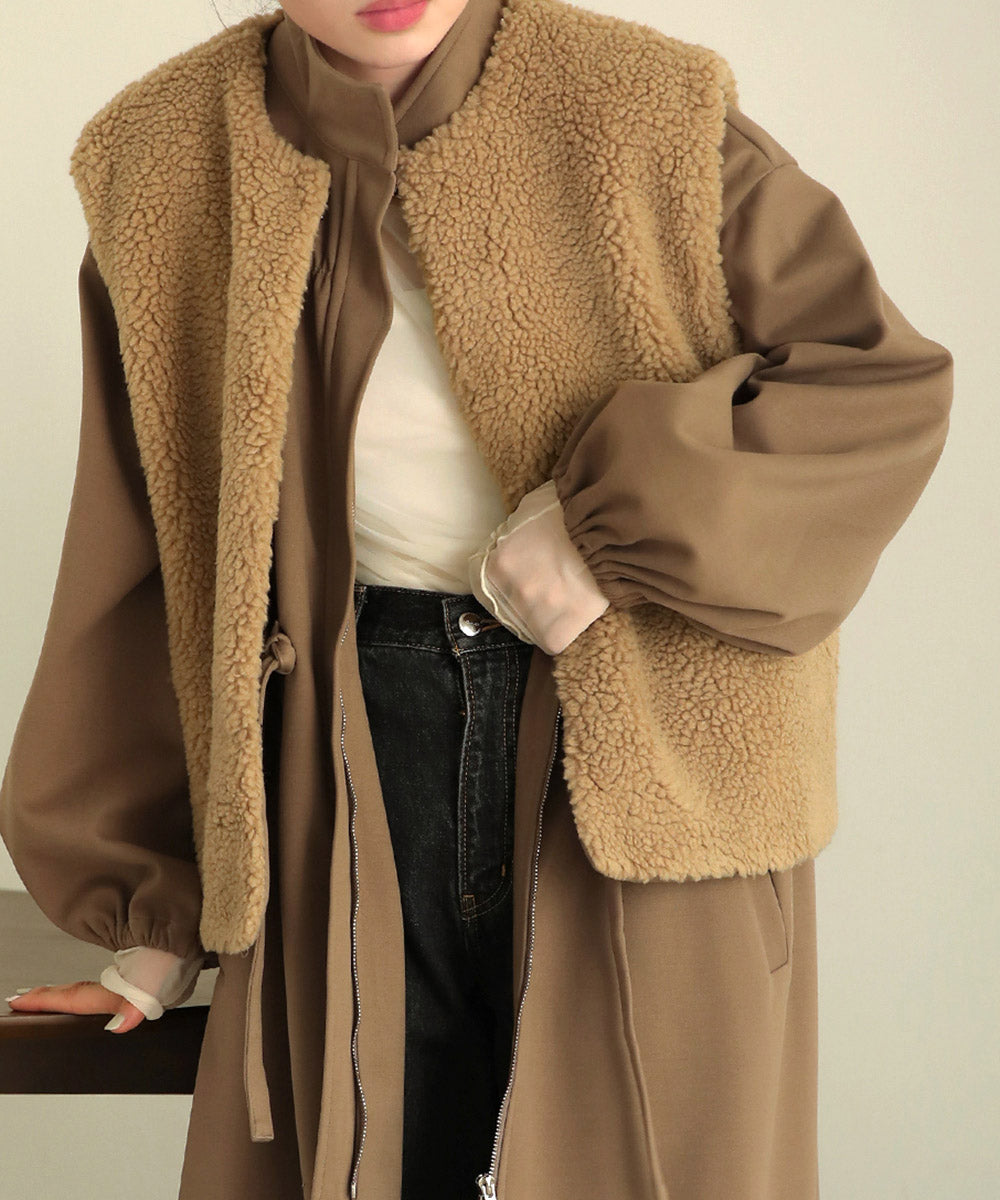 Bab ボアリバーシブルベスト付モッズコート