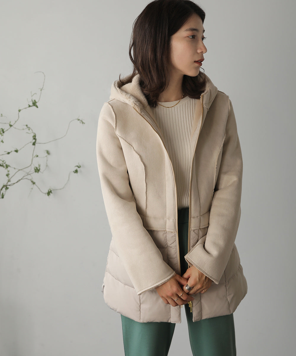 BouJeloud フェイクムートンダウン切替コート