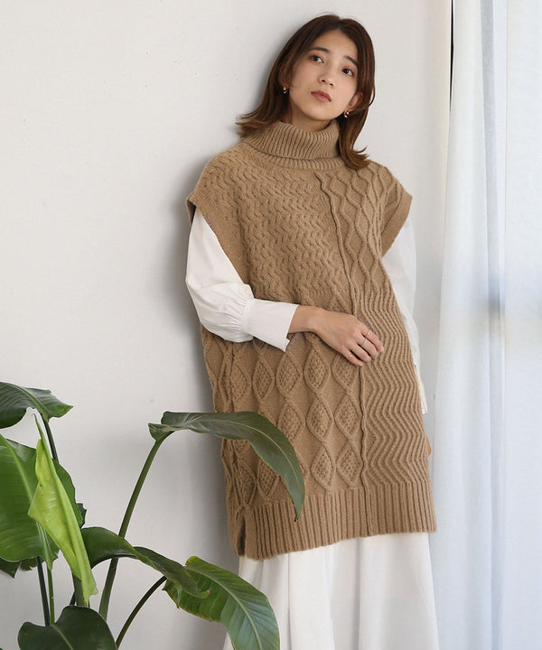 BouJeloud 柄ニットトップス×裾フレアシャツワンピース