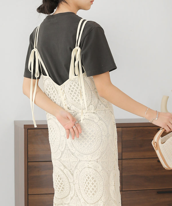 総レースキャミワンピース