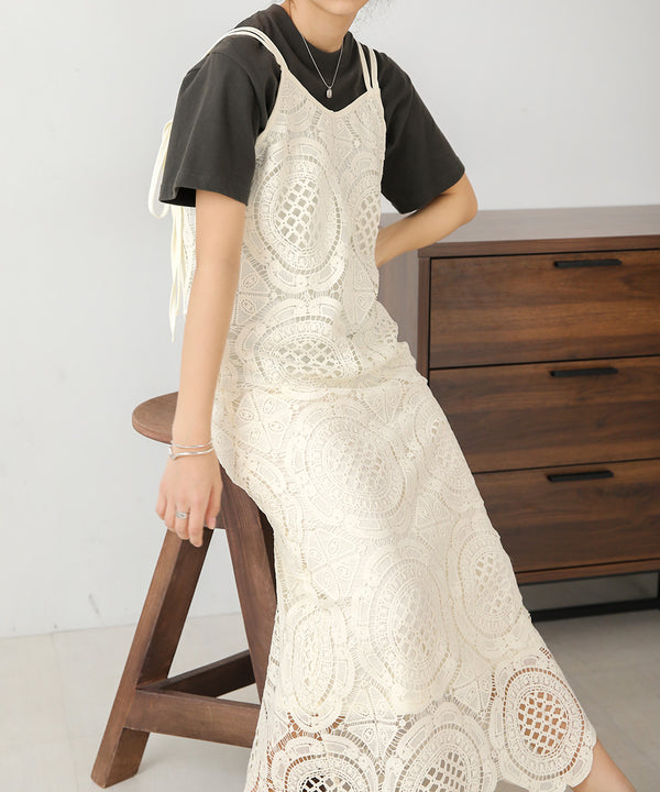 総レースキャミワンピース