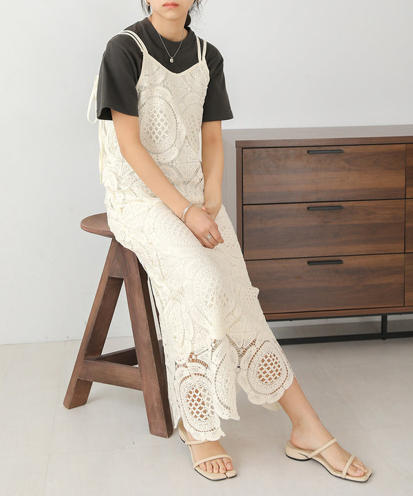 総レースキャミワンピース