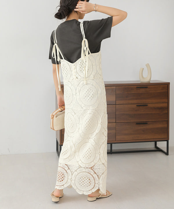 総レースキャミワンピース