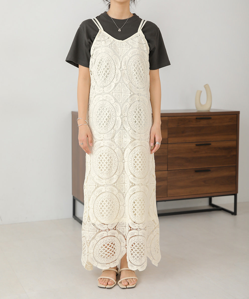 総レースキャミワンピース