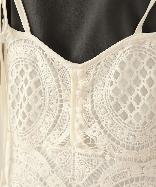 総レースキャミワンピース