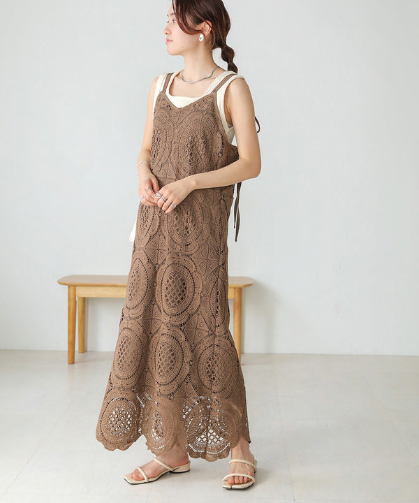 総レースキャミワンピース