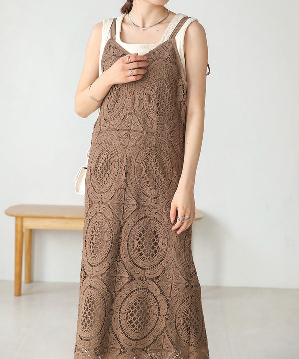 総レースキャミワンピース