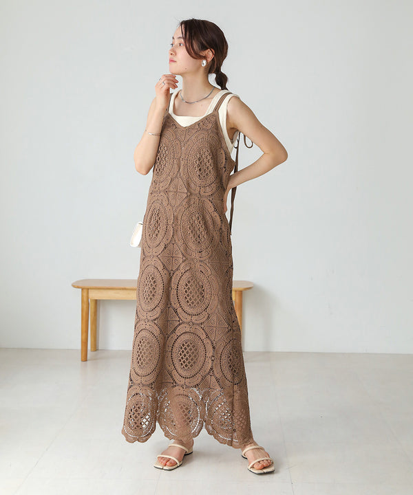 総レースキャミワンピース