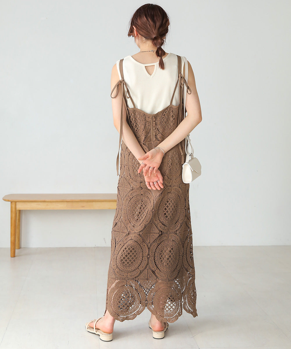 総レースキャミワンピース