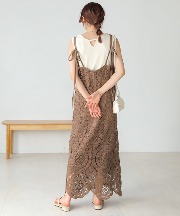 総レースキャミワンピース