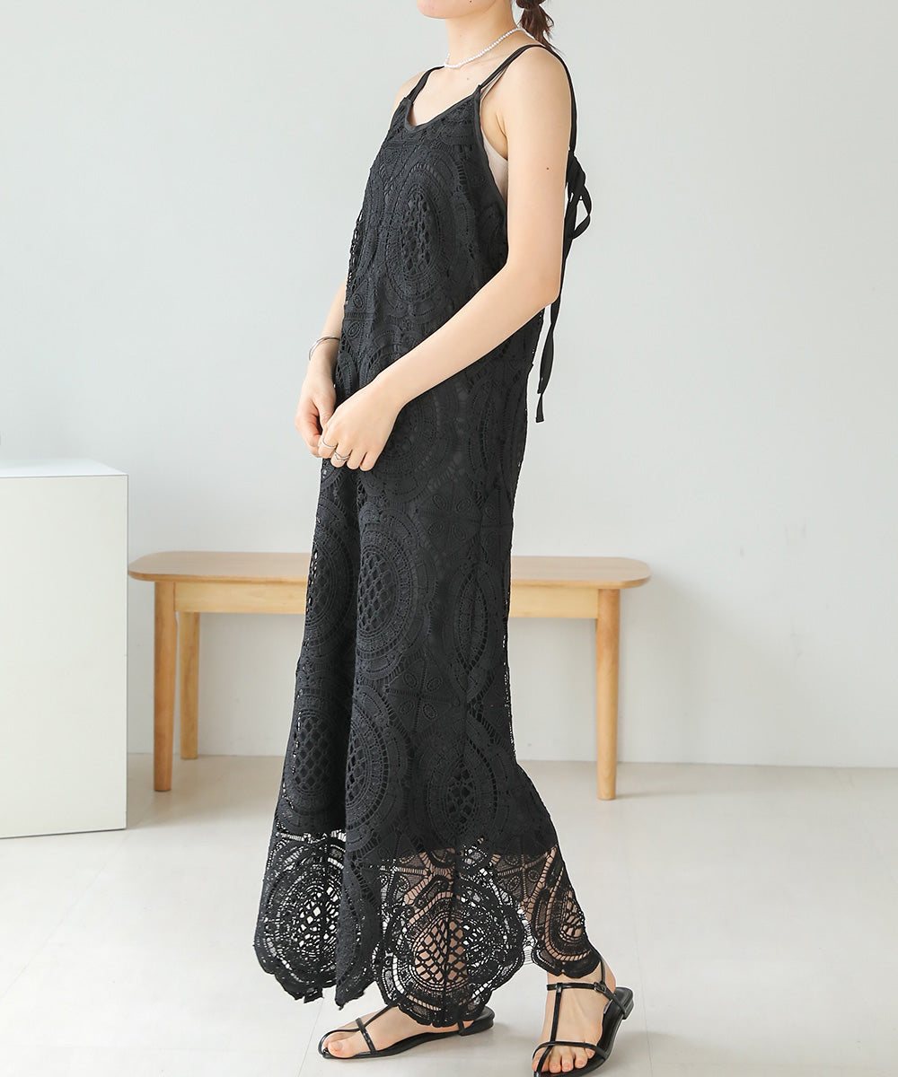 総レースキャミワンピース