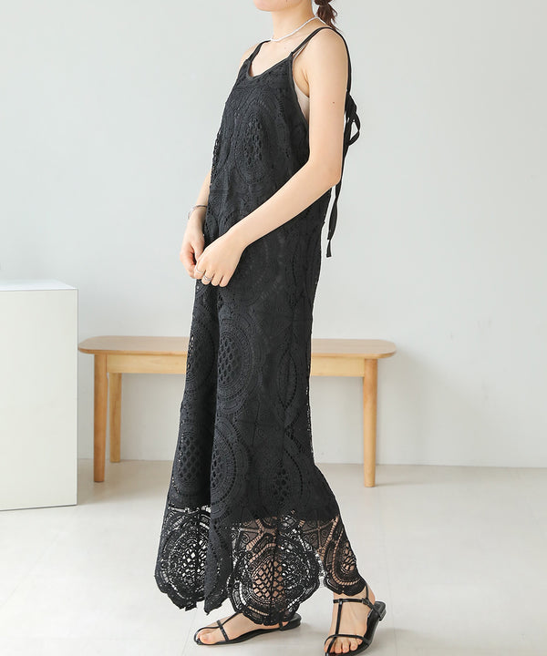 総レースキャミワンピース