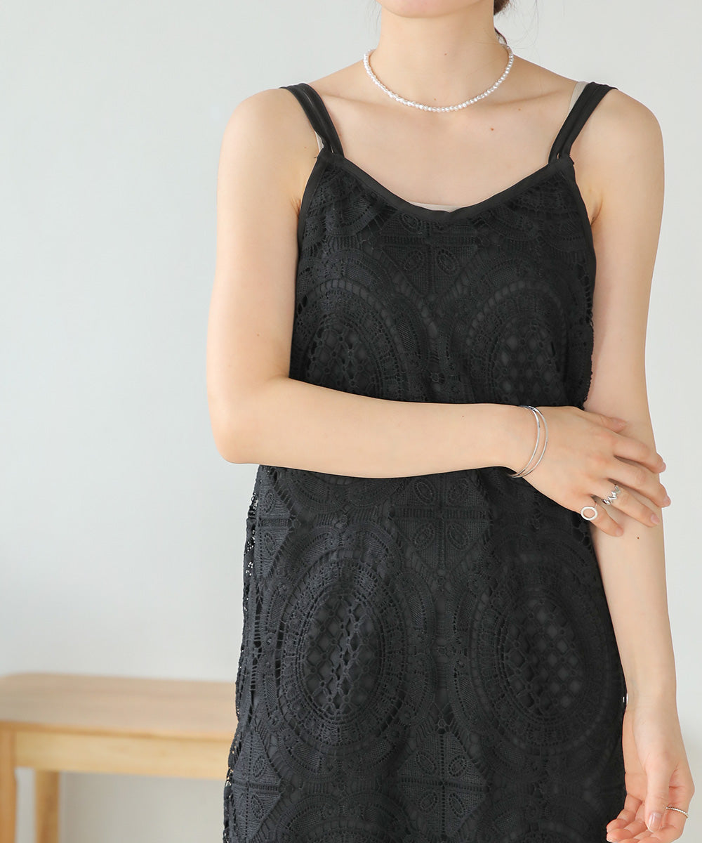 総レースキャミワンピース