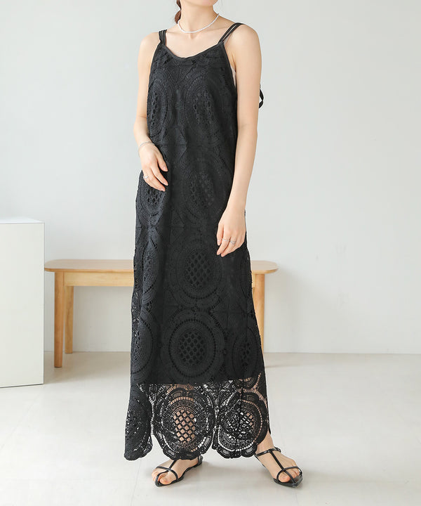総レースキャミワンピース
