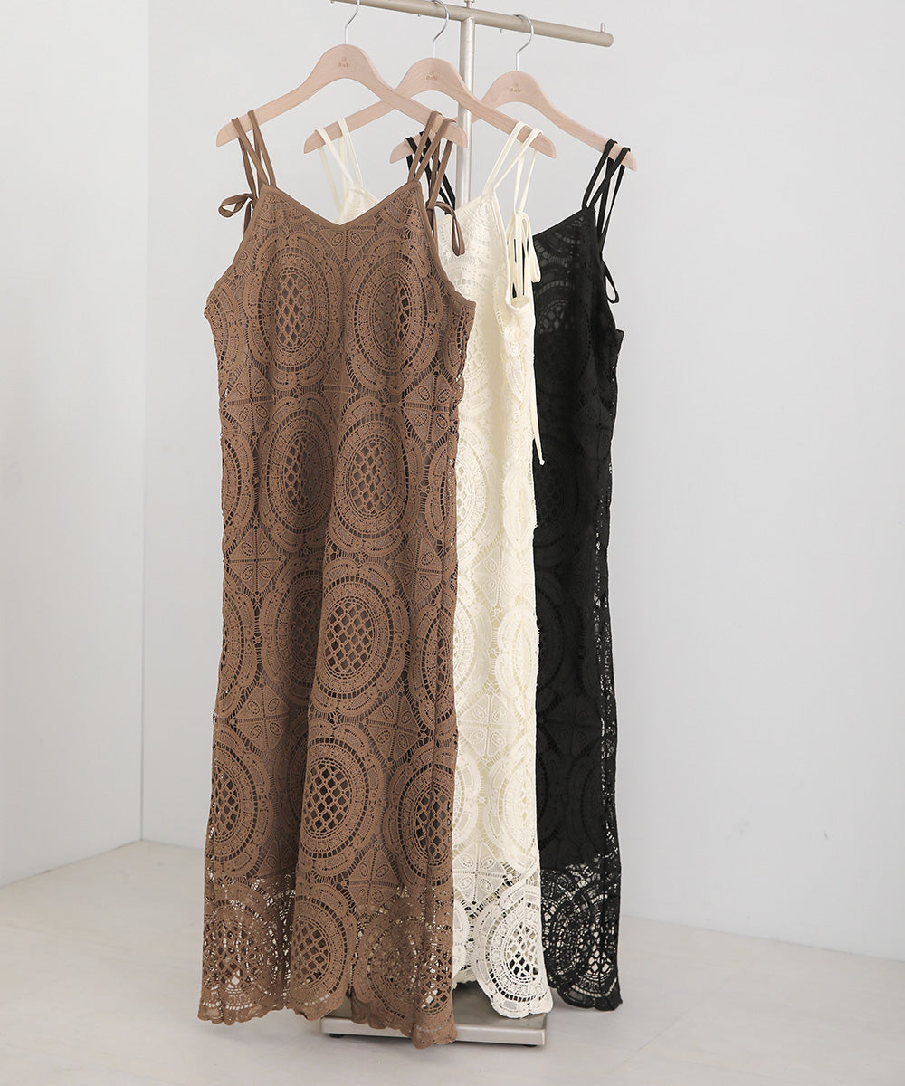 総レースキャミワンピース