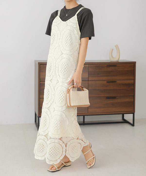 総レースキャミワンピース