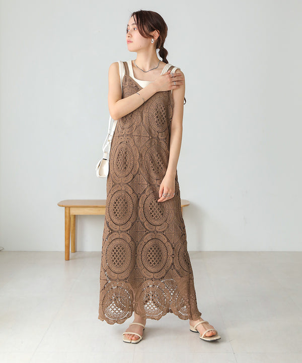 総レースキャミワンピース