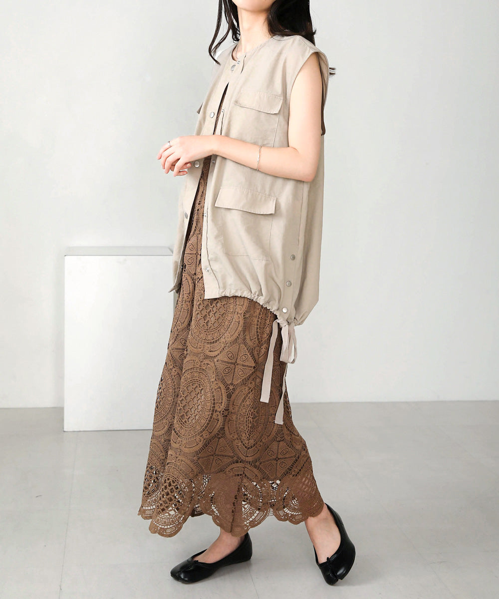 総レースキャミワンピース