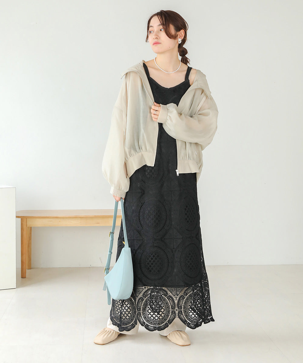 総レースキャミワンピース