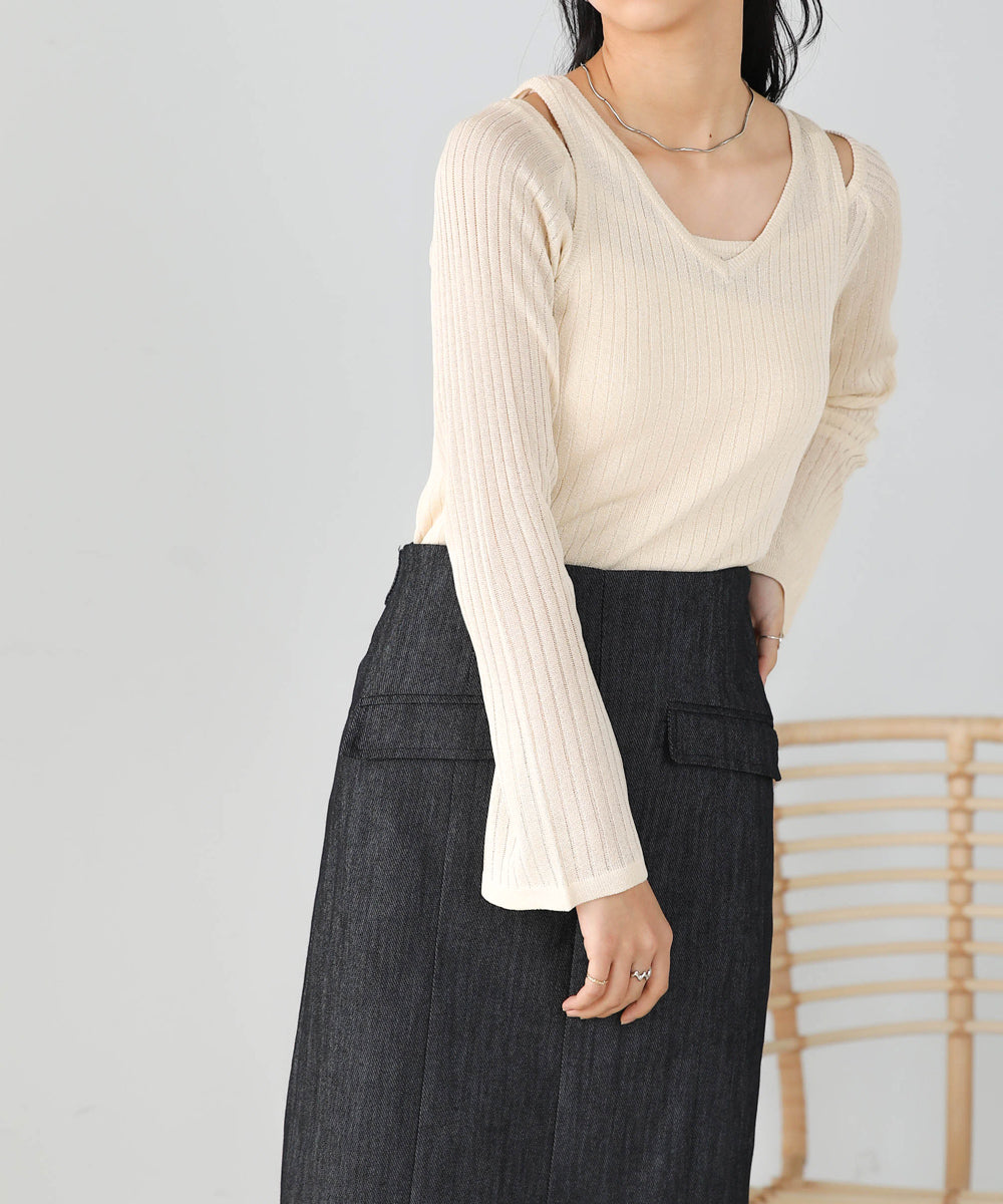 Bab 前後２ＷＡＹレイヤードニットトップス