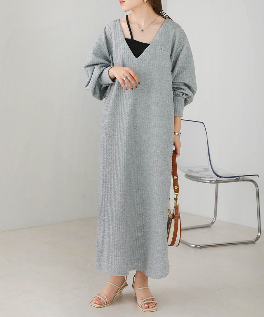 Bab ステッチ深Ｖネックワンピース